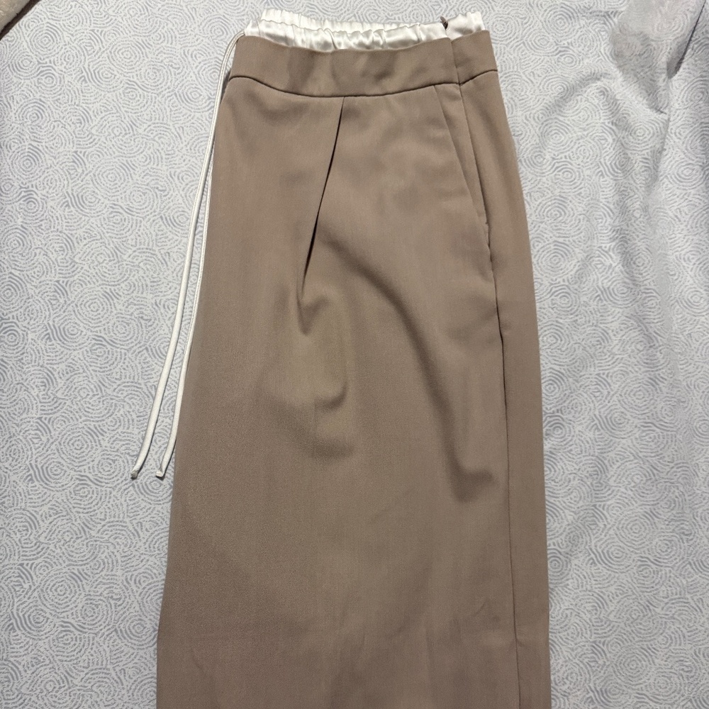 Double waist band straight leg pants
